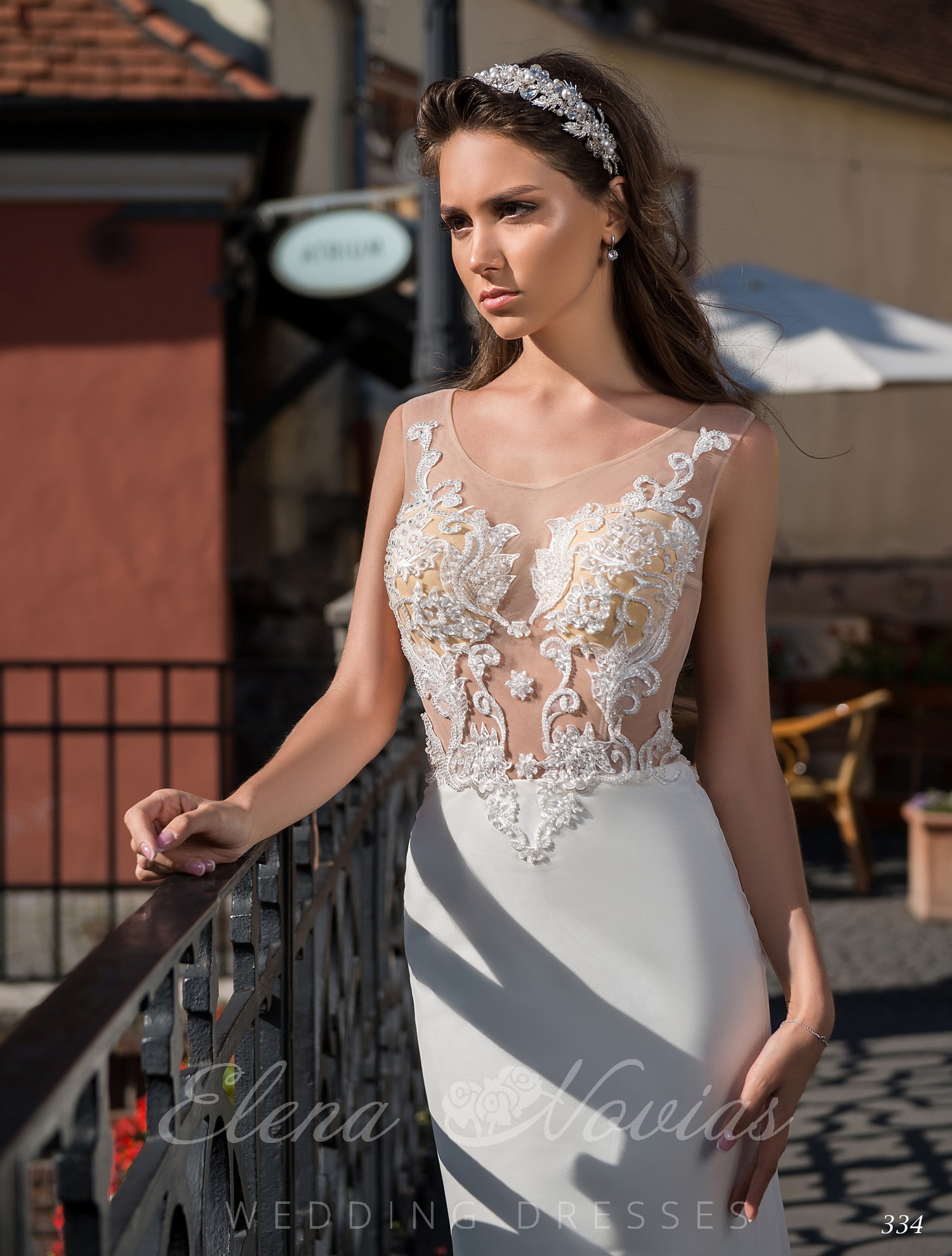Delicate fitted wedding dress by Elena Novias wholesale